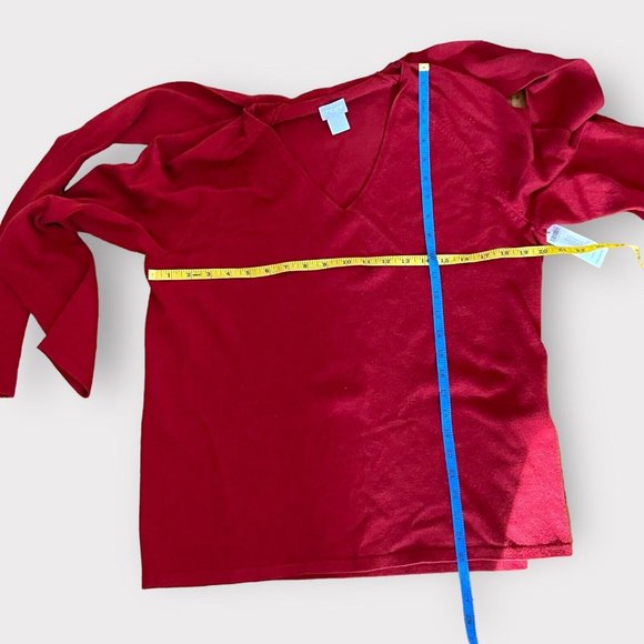 Chico's Women Luxe Tie Neck Detail‎ Pullover Sweater Spiced Red Size 2 Large NWT - Picture 6 of 14